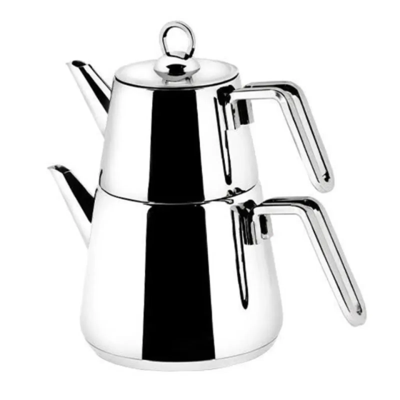 ArYıldız Lilyum Teapot Set - Inox - 700 ml + 1.8 lt Istanbul