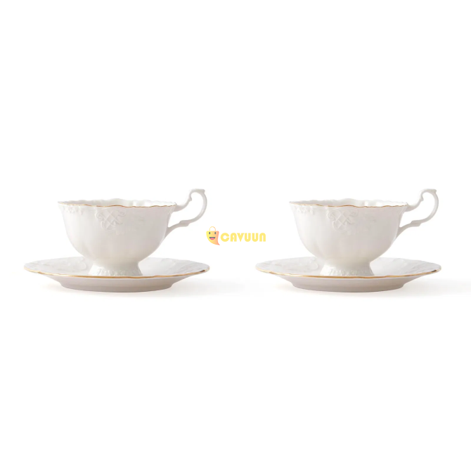 İpek Bone Porcelain Gilded Tea Set of 2 - White Istanbul - photo 3