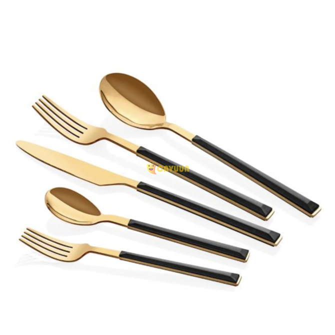 Neva Bitter 30 Piece Cutlery Set - Black / Gold Istanbul - photo 2