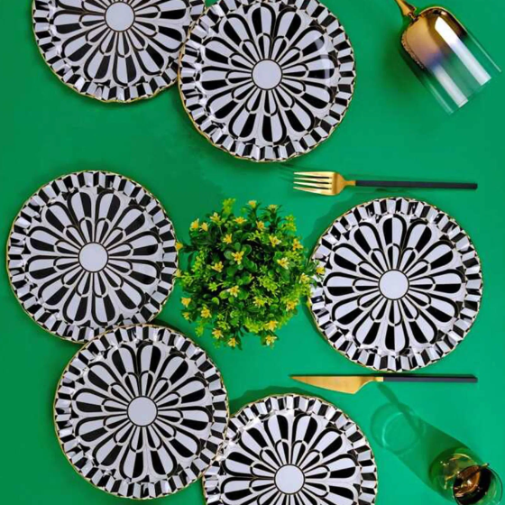 Glore Destina 6 Piece Cake Plate - Black / White - 21 cm Стамбул