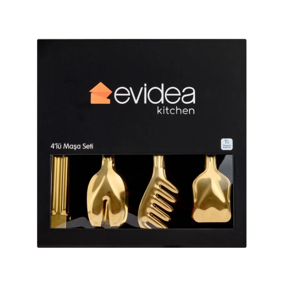 Evidea Kitchen 4-Piece Tongs Service Set - Gold Стамбул