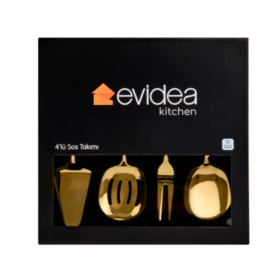 Evidea Kitchen 4 Piece Service Set - Gold Istanbul