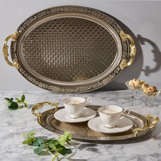 Arow Rossi 2-Piece Oval Tray - Silver Стамбул