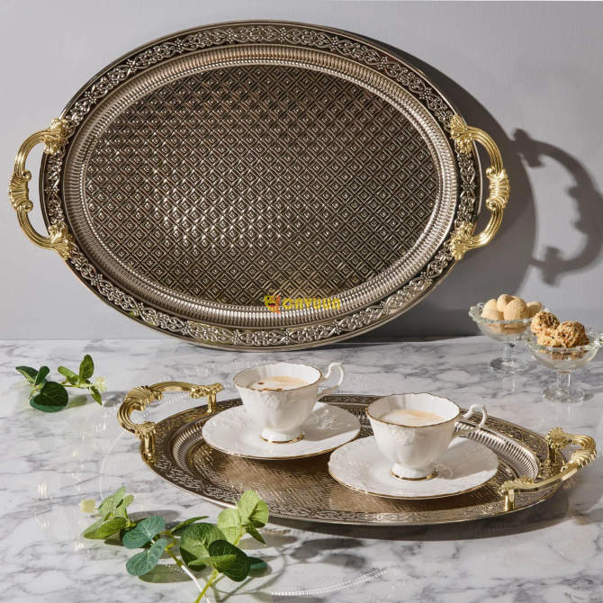 Arow Rossi 2-Piece Oval Tray - Silver Istanbul - photo 1