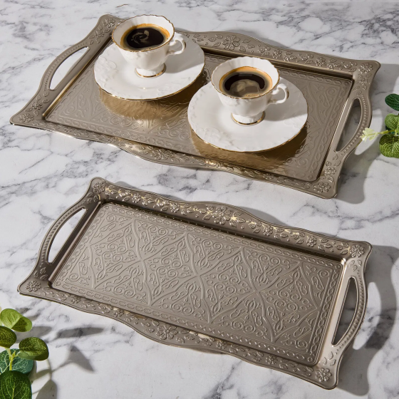 Arow 2-Piece Rectangular Tray - Silver Стамбул