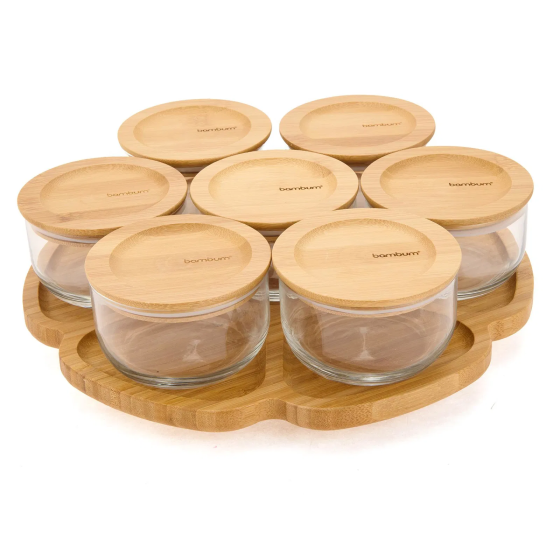 Bambum Pincho Delicado 15 Piece Compartment Rotating Breakfast Bowl - Brown - 32 cm Istanbul