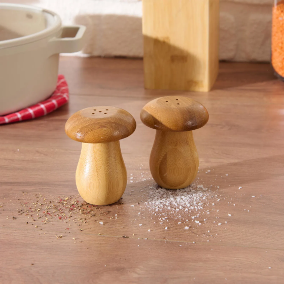 Mien Mushroom Shaped Salt and Pepper Shaker - Brown - 8 cm Istanbul