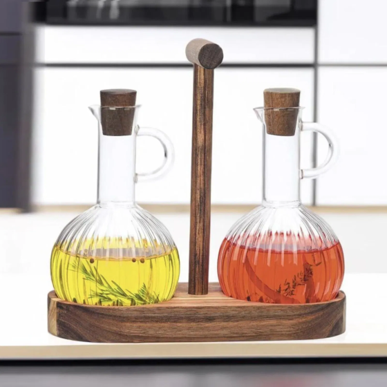 Mien 2-Piece Borosilicate Oil Can Set - Transparent / Brown - 300 ml Istanbul