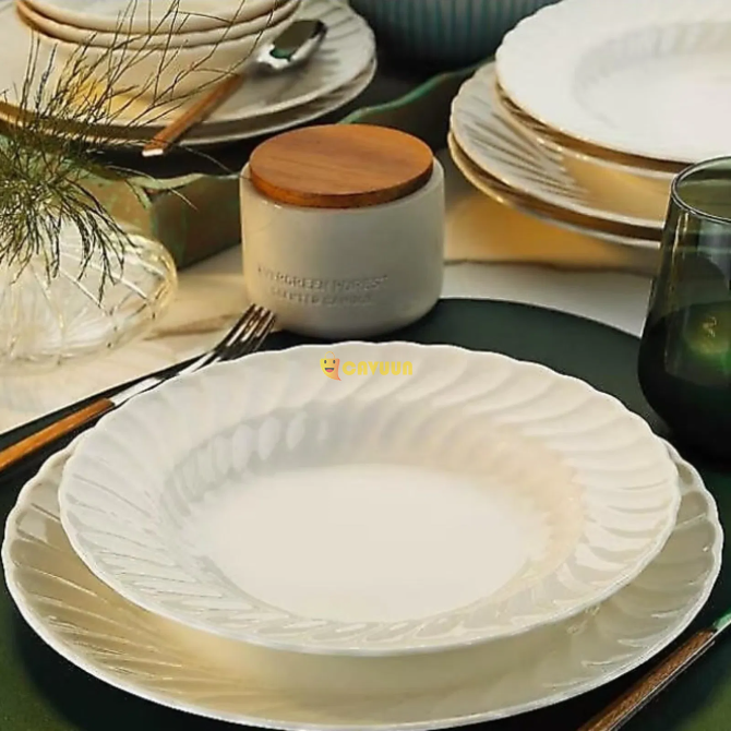 Kütahya Porcelain Lilyum Bone 24 Piece Dinner Set - Cream Istanbul - photo 1