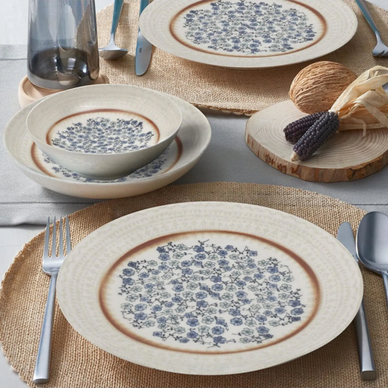 Gural Porcelain Athens 24 Piece Dinner Set - White / Blue Стамбул