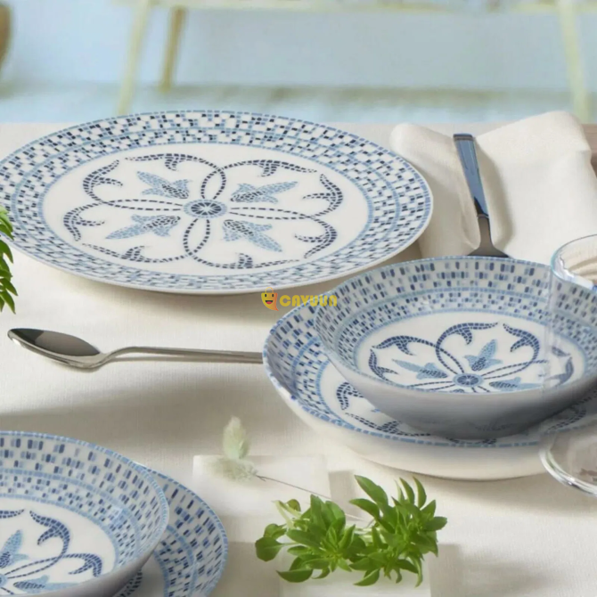 Gural Porcelain Athens 24 Piece Dinner Set - White / Blue Istanbul - photo 2