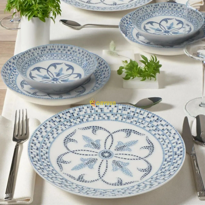 Gural Porcelain Athens 24 Piece Dinner Set - White / Blue Istanbul - photo 3