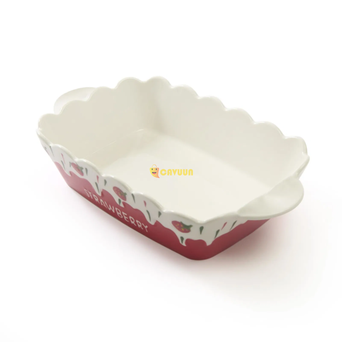 Benante Strawberry Patterned Ceramic Oven Dish - Colorful - 27x16x5.5 cm Istanbul - photo 3