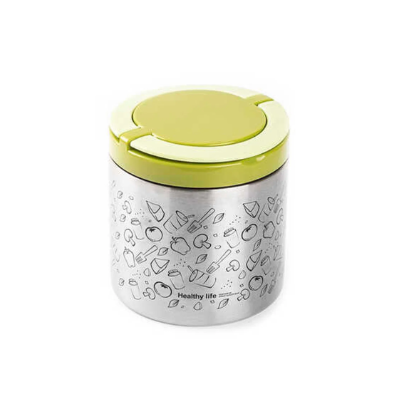 Tedemei Round Patterned Steel Food Thermos - 630 ml Стамбул