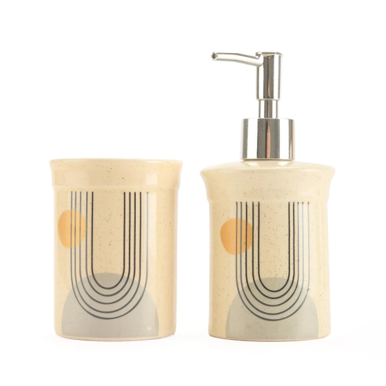 Evidea Bath Bohemian 2-Piece Bath Accessory Set - Beige Istanbul