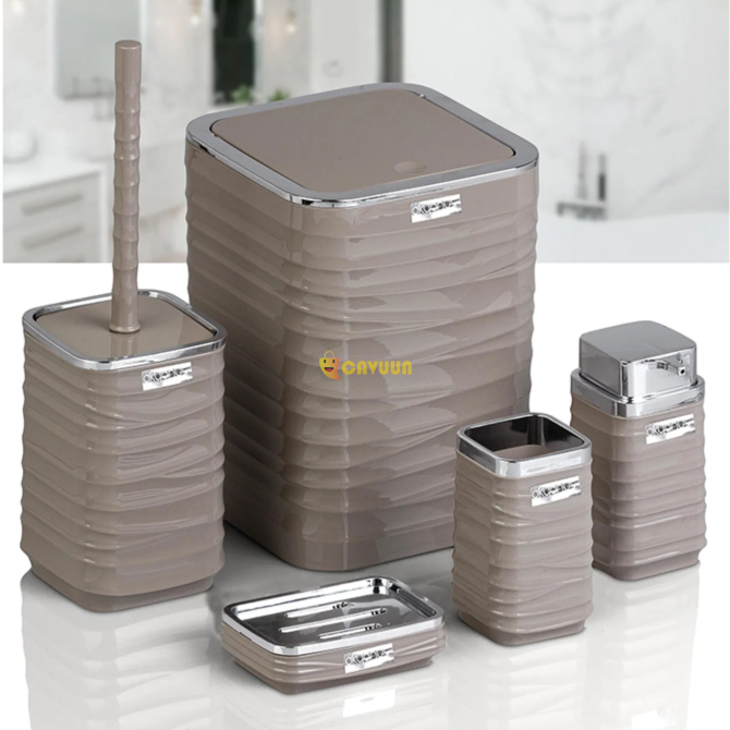 Okyanus Home Luna Square 5-Piece Bathroom Set - Brown Istanbul - photo 5