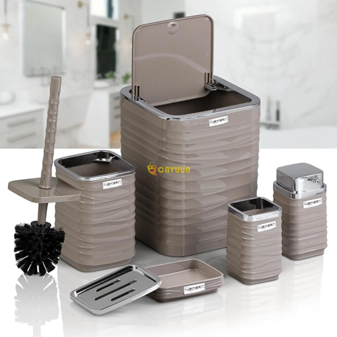 Okyanus Home Luna Square 5-Piece Bathroom Set - Brown Istanbul - photo 2