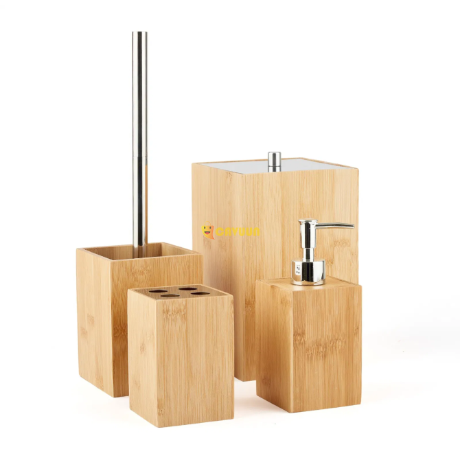 Perotti Bamboo 4-Piece Bathroom Accessory Set - Beige Istanbul - photo 4