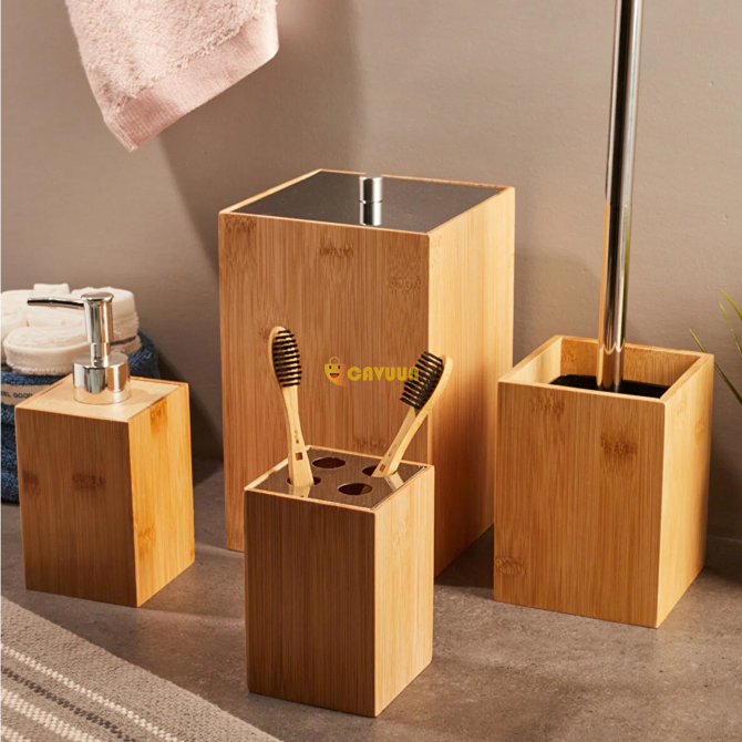 Perotti Bamboo 4-Piece Bathroom Accessory Set - Beige Istanbul - photo 2