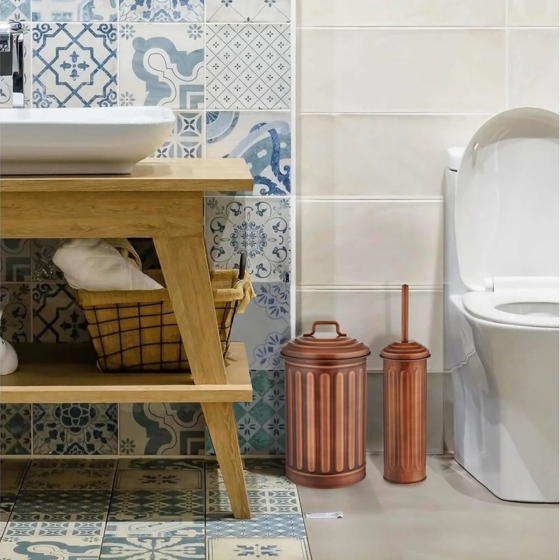 The Mia Trash Can & Toilet Brush Set - Copper Istanbul