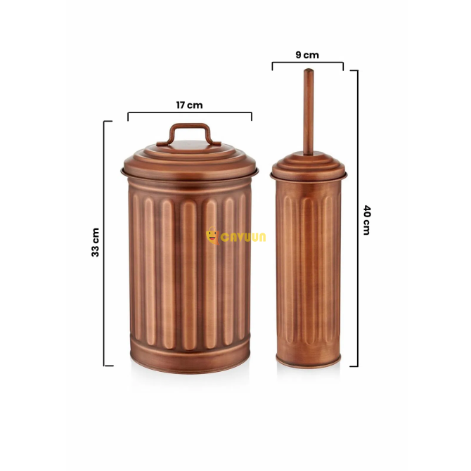 The Mia Trash Can & Toilet Brush Set - Copper Istanbul - photo 6