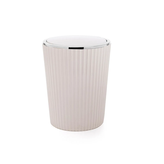 Primanova Nely Chrome Plated Bathroom Trash Can - Beige - 6 lt Стамбул