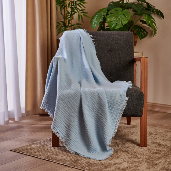 Nuvomon Muslin Sofa Throw - Blue - 100x110 cm Стамбул