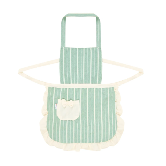 Evidea Soft Striped Ruffle Kitchen Apron - Green - 45x65 cm Istanbul