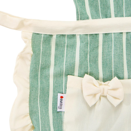 Evidea Soft Striped Ruffle Kitchen Apron - Green - 45x65 cm Istanbul