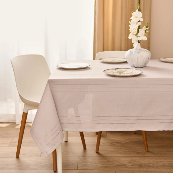 Evidea Soft Jacquard Woven Tablecloth - Beige - 160x220 cm Istanbul