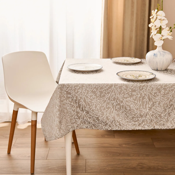 Evidea Soft Floral Tablecloth - Beige - 140x140 cm Стамбул