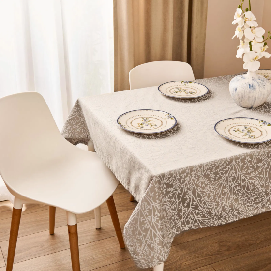 Evidea Soft Floral Tablecloth - Beige - 140x140 cm Стамбул