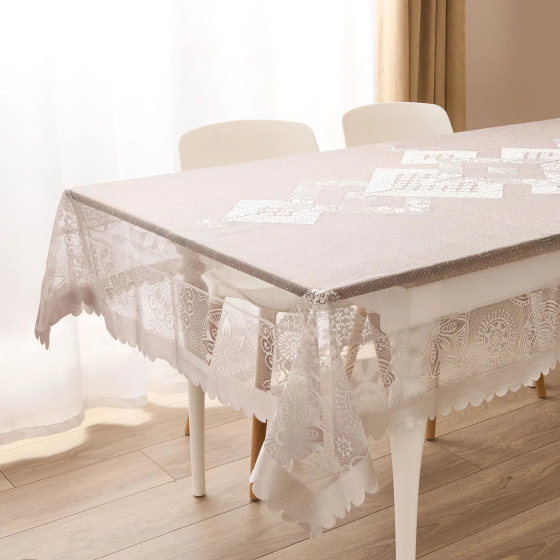 Evidea Soft Vitta Tablecloth - Grey - 140x220 cm Istanbul