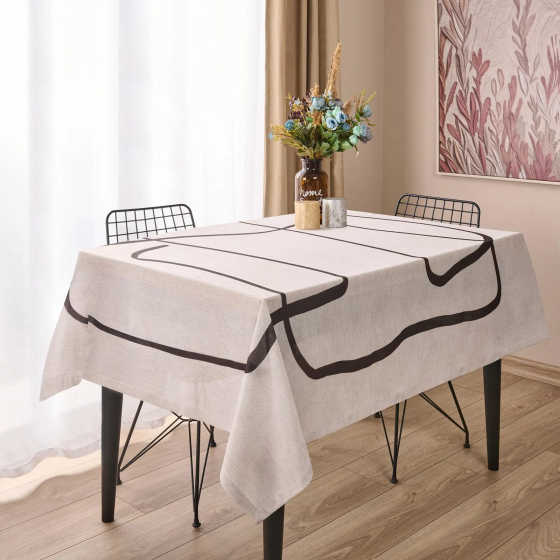 Evidea Soft Sepia Tablecloth - Beige / Black - 150x150 cm Стамбул