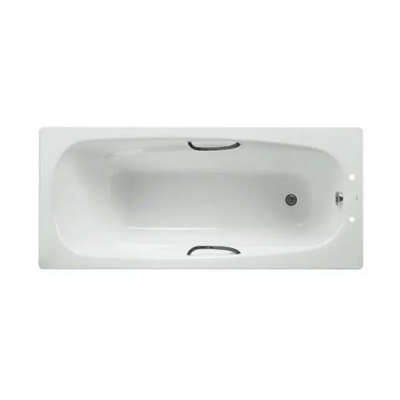 Nabis Steel Bath two tap hole steel bath with anti slip with twin grip 1600 x 700mm White London