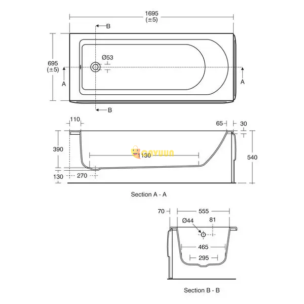 Ideal Standard Tesi idealform bath without tap holes 1700 x 700mm London - photo 2