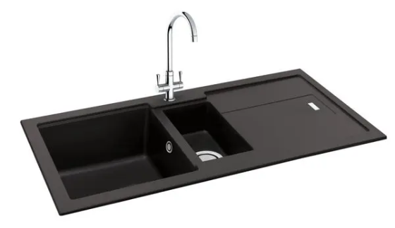 CBali granite sink 1.5 bowl 150mm Jet Black Лондон