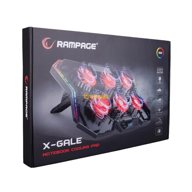 Охладитель для ноутбука Rampage Addison X-gale 6 Fan 12 Light Mode 7 Angled Notebook Cooler Stand-black Стамбул - изображение 6