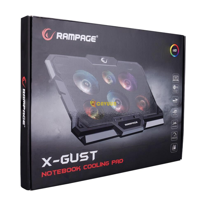 Rampage Addison X-gust 6 Fan Colorful Lighted Notebook Cooler Stand-black Istanbul - photo 5