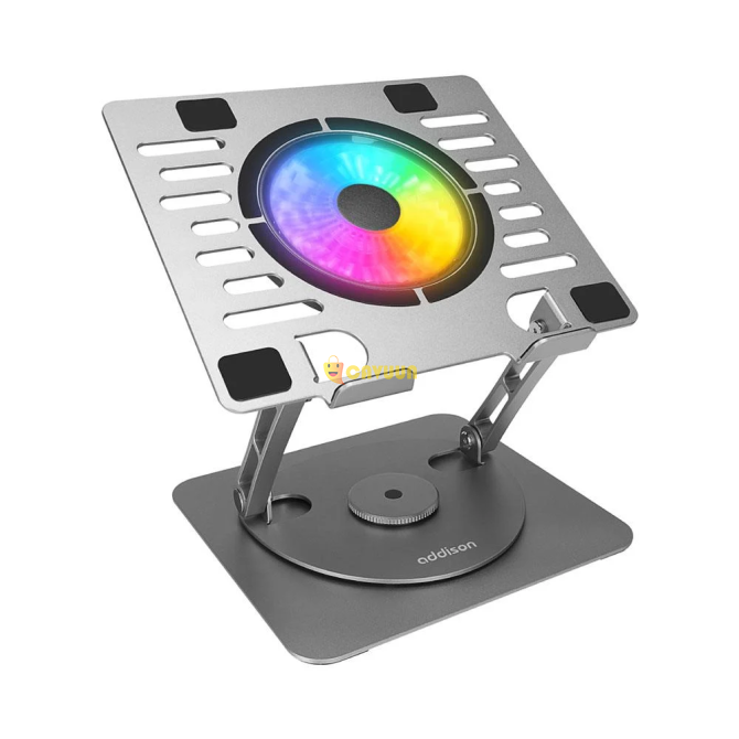 Подставка для ноутбука Addison AD-RC35 с вращающимся на 360 градусов вентилятором RGB Light Metal Стамбул - изображение 1