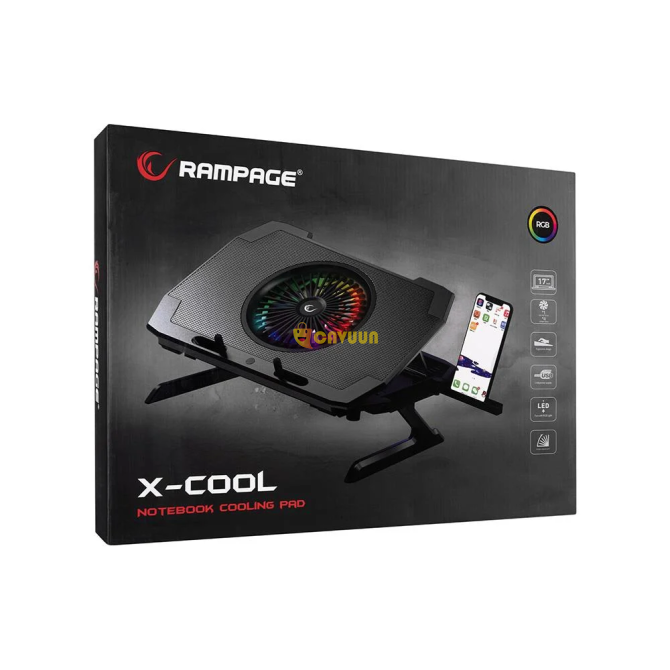 Rampage Ad-rc21 X-cool Black 5 Fans 10-18" Rgb Lighted Notebook Cooler Stand Istanbul - photo 8