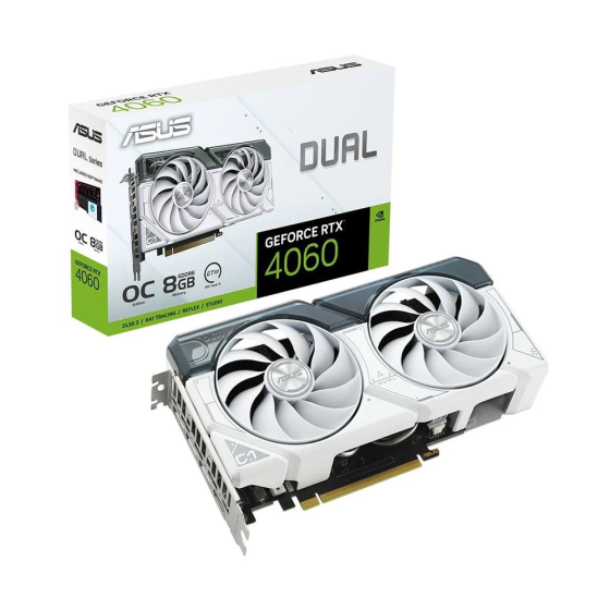 Asus DUAL GeForce RTX 4060 WHITE OC 8GB GDDR6 128Bit Nvidia DLSS 3 Graphics Card Стамбул