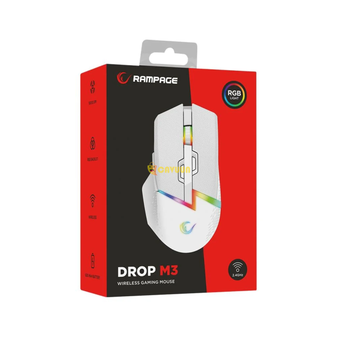 Rampage Drop M3 Rechargeable 10000 DPI Gaming Mouse - White Istanbul - photo 8