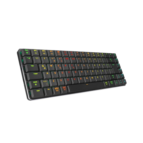 Rampage W-GRANITE Black/Grey Low Profile Red Switch RGB 2.4 ghz+ BT Mechanical Gaming Keyboard Istanbul