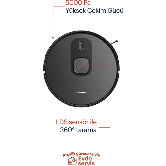 Grunding VCR 6330 Smart Robot Vacuum Cleaner with Mop and Mapping Black Istanbul