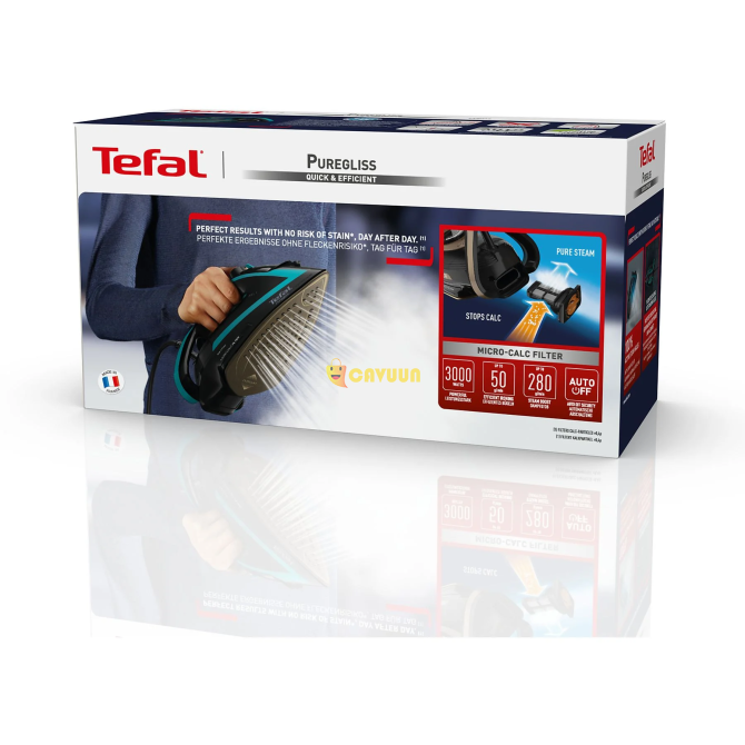 Tefal FV8066 Puregliss Паровой утюг Черный Зеленый Стамбул - изображение 5