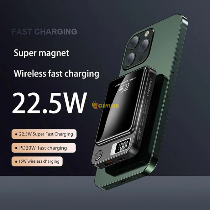 22.5 W, Fast Charging Slim and Lightweight Magnetic Portable Wireless Power bank with LED Display London - photo 5