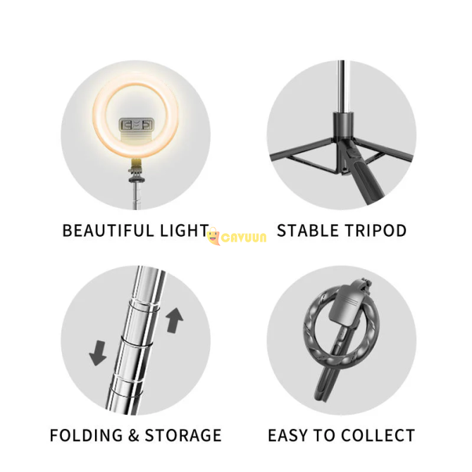 Wireless Bluetooth Selfie Stick With Led Ring Light Foldable Tripod And Shutter Remote Control London - photo 2