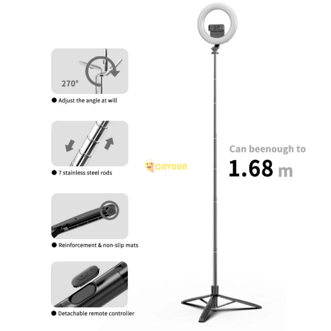 Wireless Bluetooth Selfie Stick With Led Ring Light Foldable Tripod And Shutter Remote Control London - photo 5