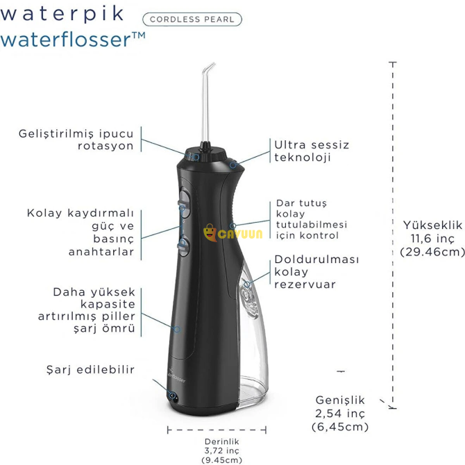 Waterpik WF-13 Cordless Pearl Waterflosser черный ирригатор для полости рта Стамбул - изображение 2